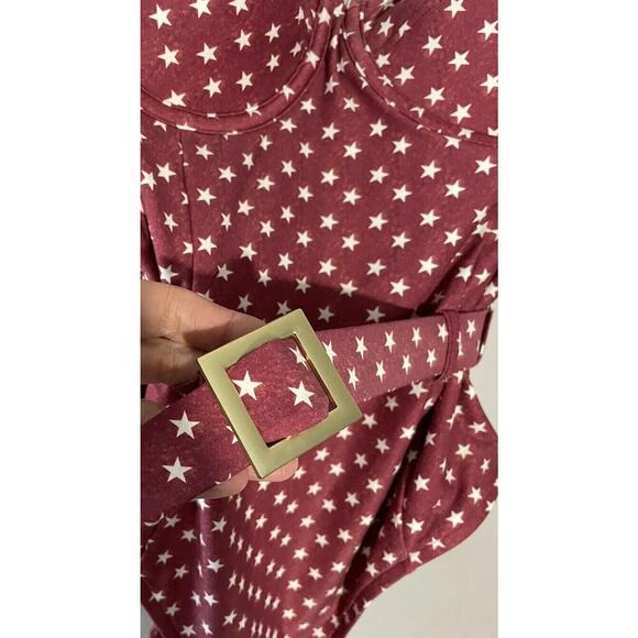 We Wore What Danielle One Piece Star Print Belted One Piece Bathing Suit Small - Picture 4 of 8